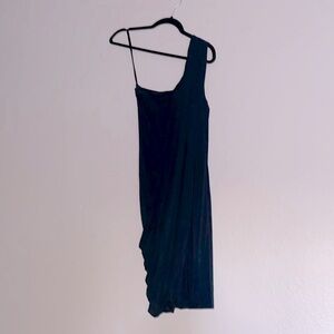Diane Von Furstenberg Y2K LBD One Shoulder Side Draped Mini Little Black Dress